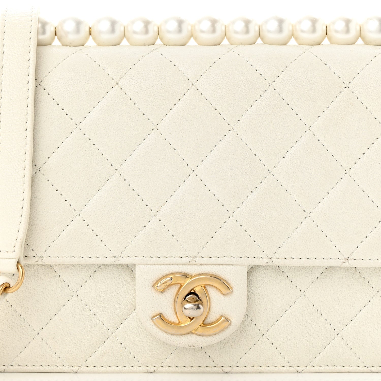 Chanel Lambskin Quilted Small Chic Pearls Flap White 8 of 12