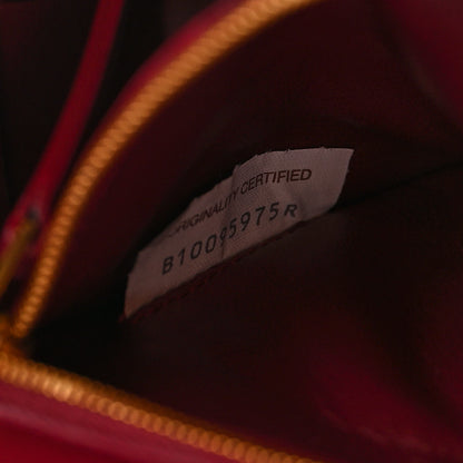 Bottega Veneta Gloss Calfskin Croc Embossed Intreccio Cassette Crossbody Bag Cherry 7 of 14