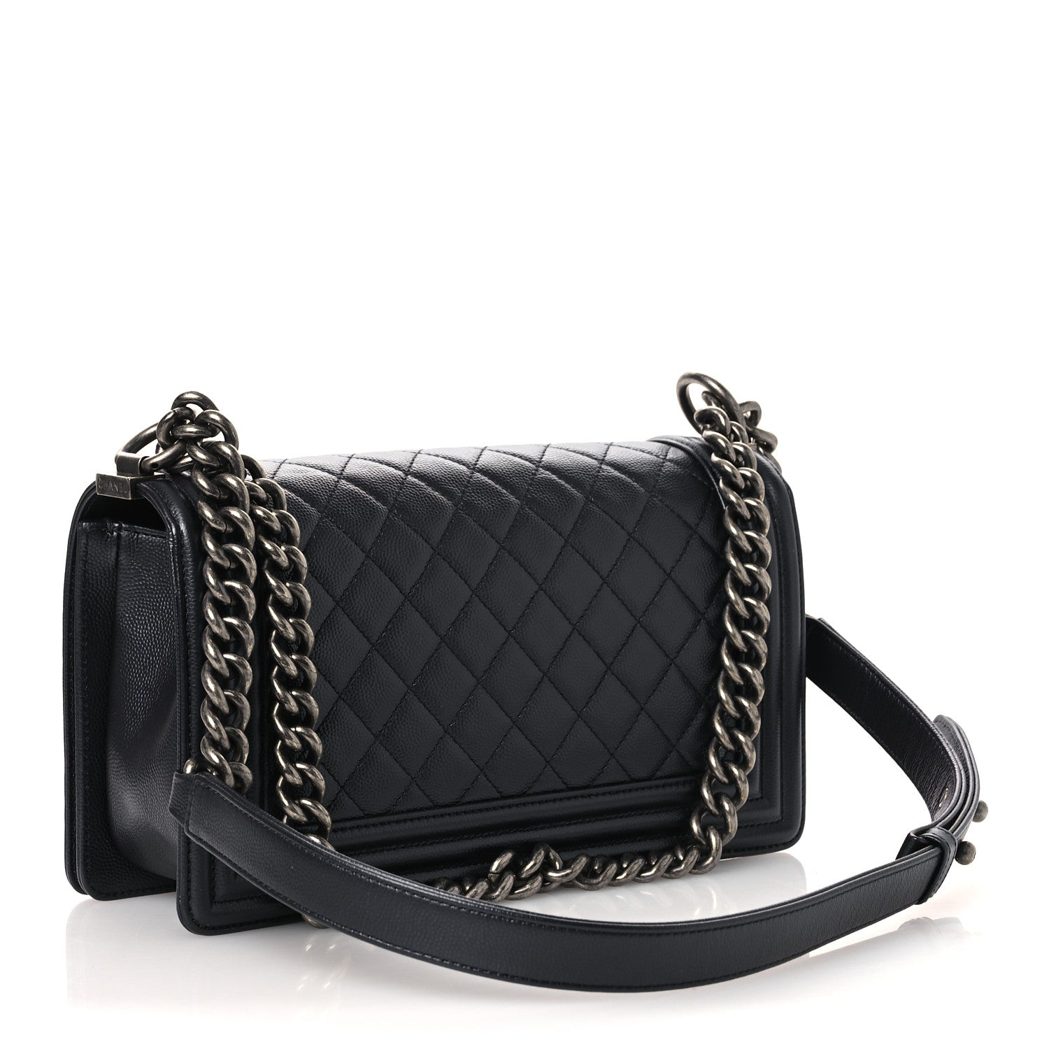 Chanel Metallic Caviar Quilted Medium Boy Flap Navy 3 of 11