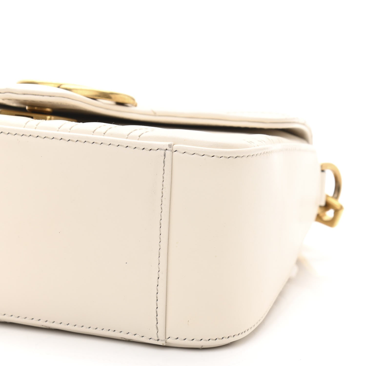Gucci Calfskin Matelasse Mini GG Marmont Top Handle Shoulder Bag White 10 of 12