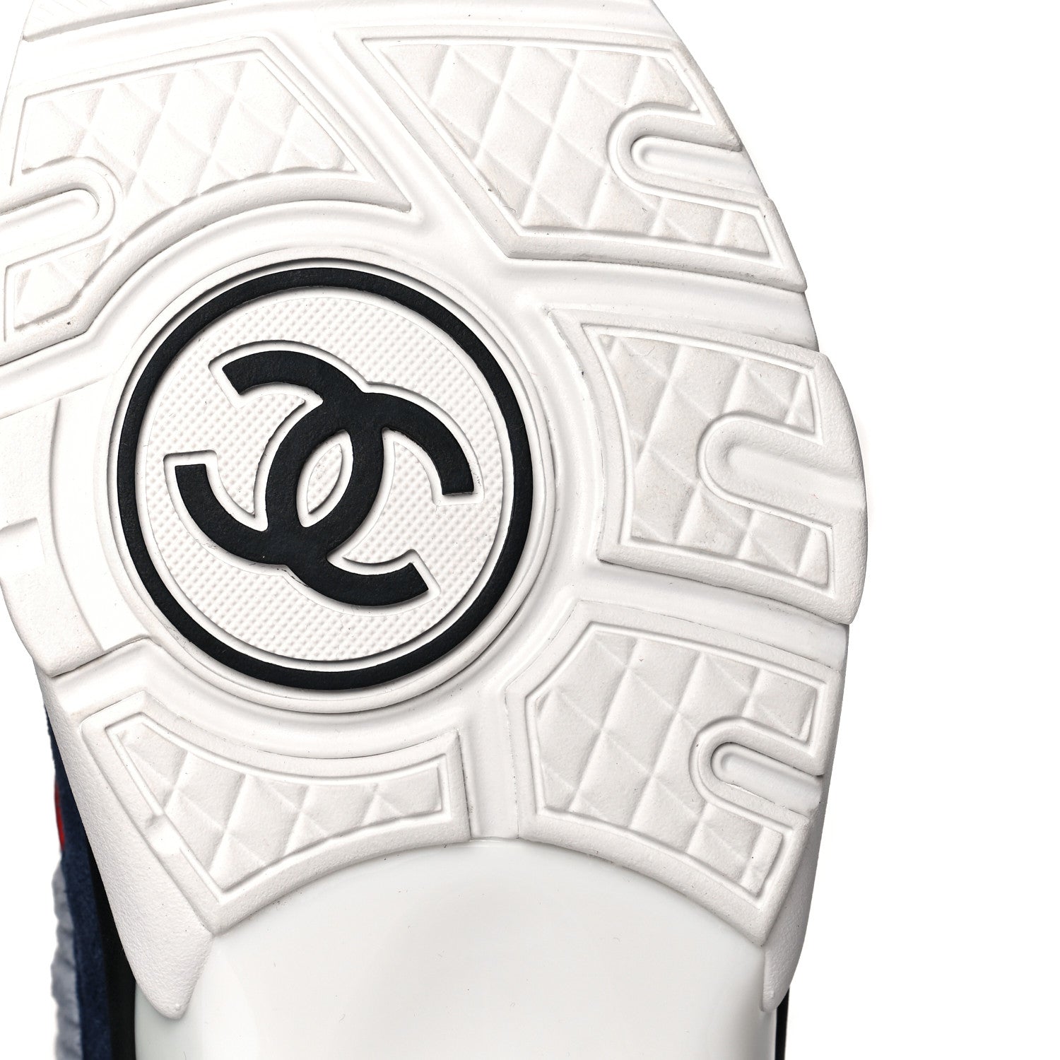 Chanel Suede Calfskin Womens CC Sneakers 37 Grey Red Blue 6 of 9