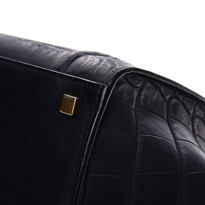 Celine Crocodile Embossed Nubuck Medium Phantom Luggage Navy Blue 13 of 15