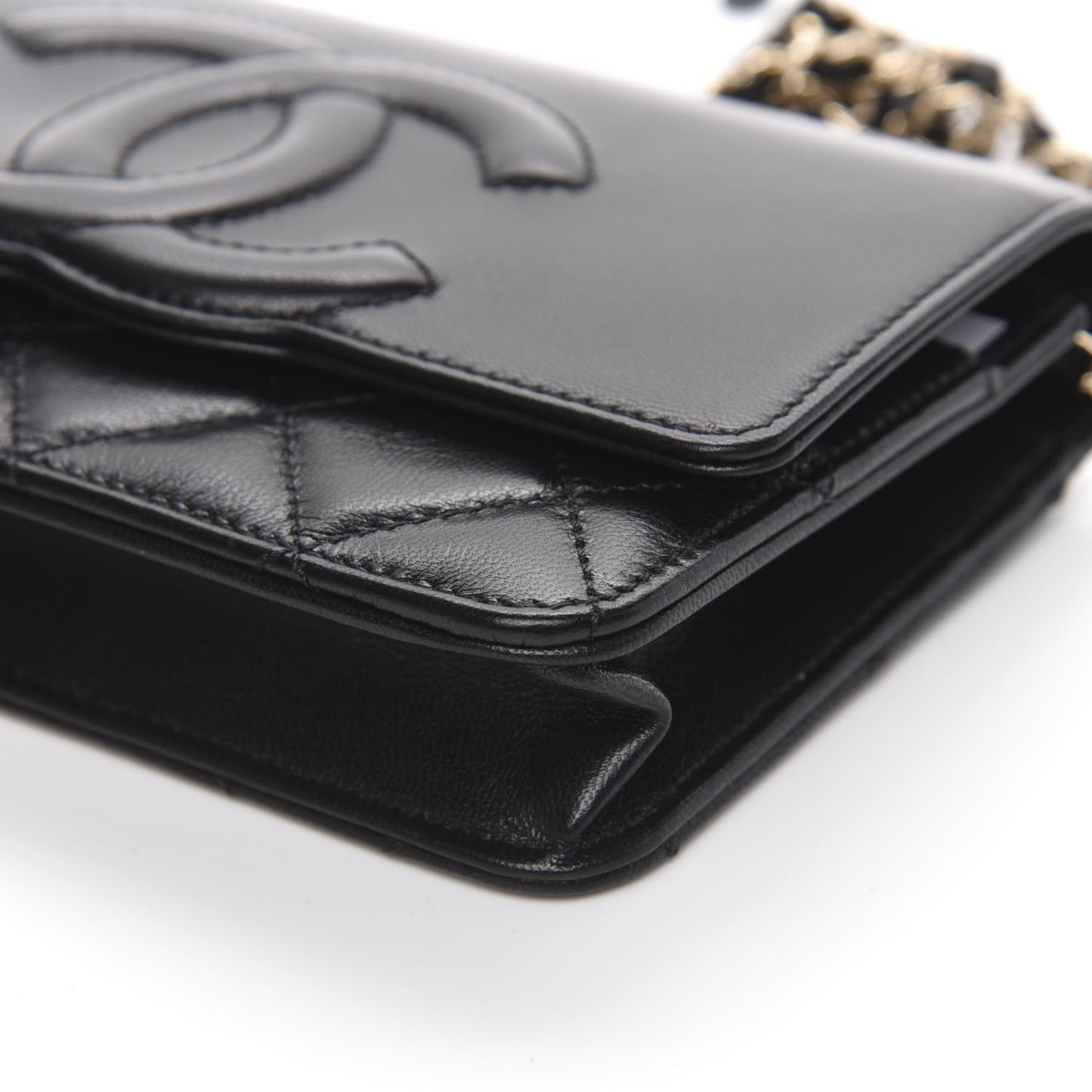 Goatskin Quilted Timeless CC Wallet On Chain WOC Black