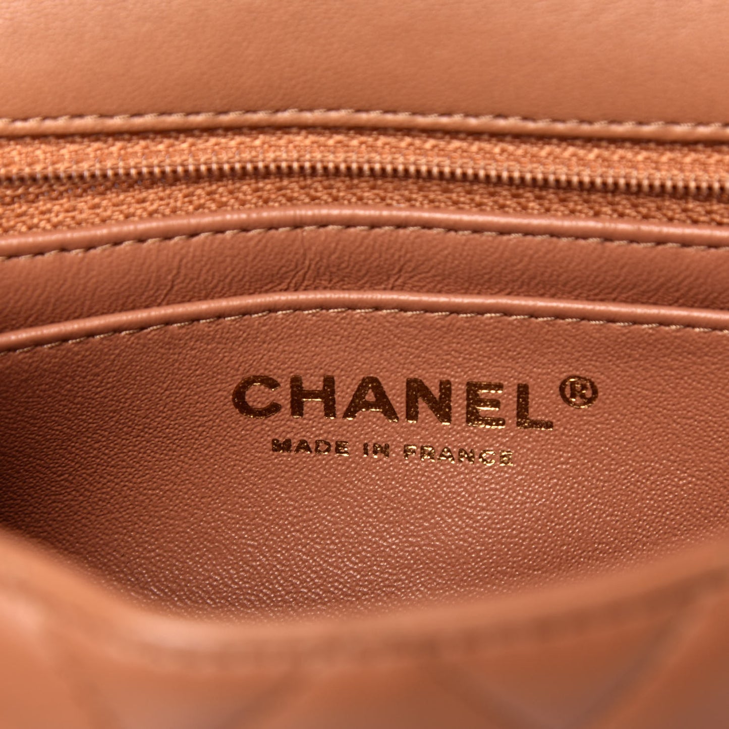 Lambskin Quilted Mini Square Flap Brown