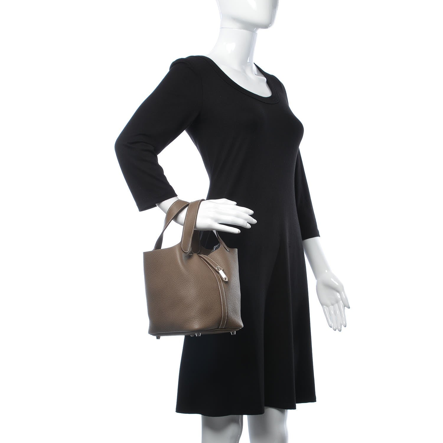 Hermes Taurillon Clemence Picotin Lock 18 PM Etoupe 2 of 8