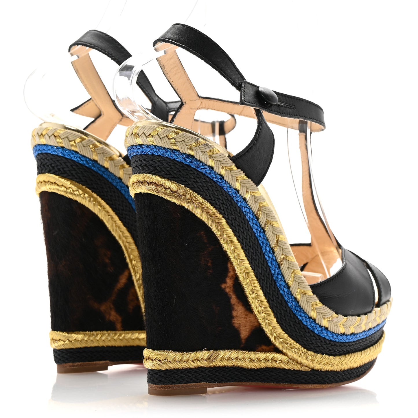 Calf Hair Calfskin Trotolita Leopard Espadrille Sandals 36 Black Multicolor
