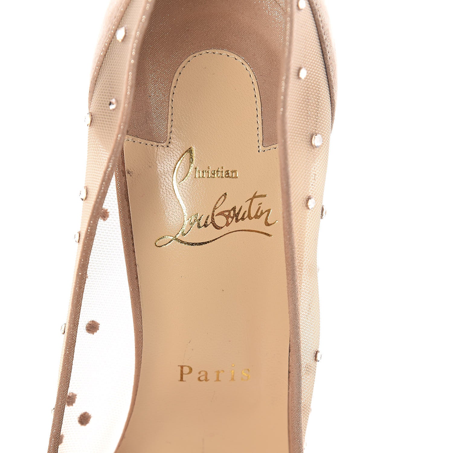 Christian Louboutin Suede Silk Crystal Strass Follies 100 Pumps 40 Neutral 5 of 11