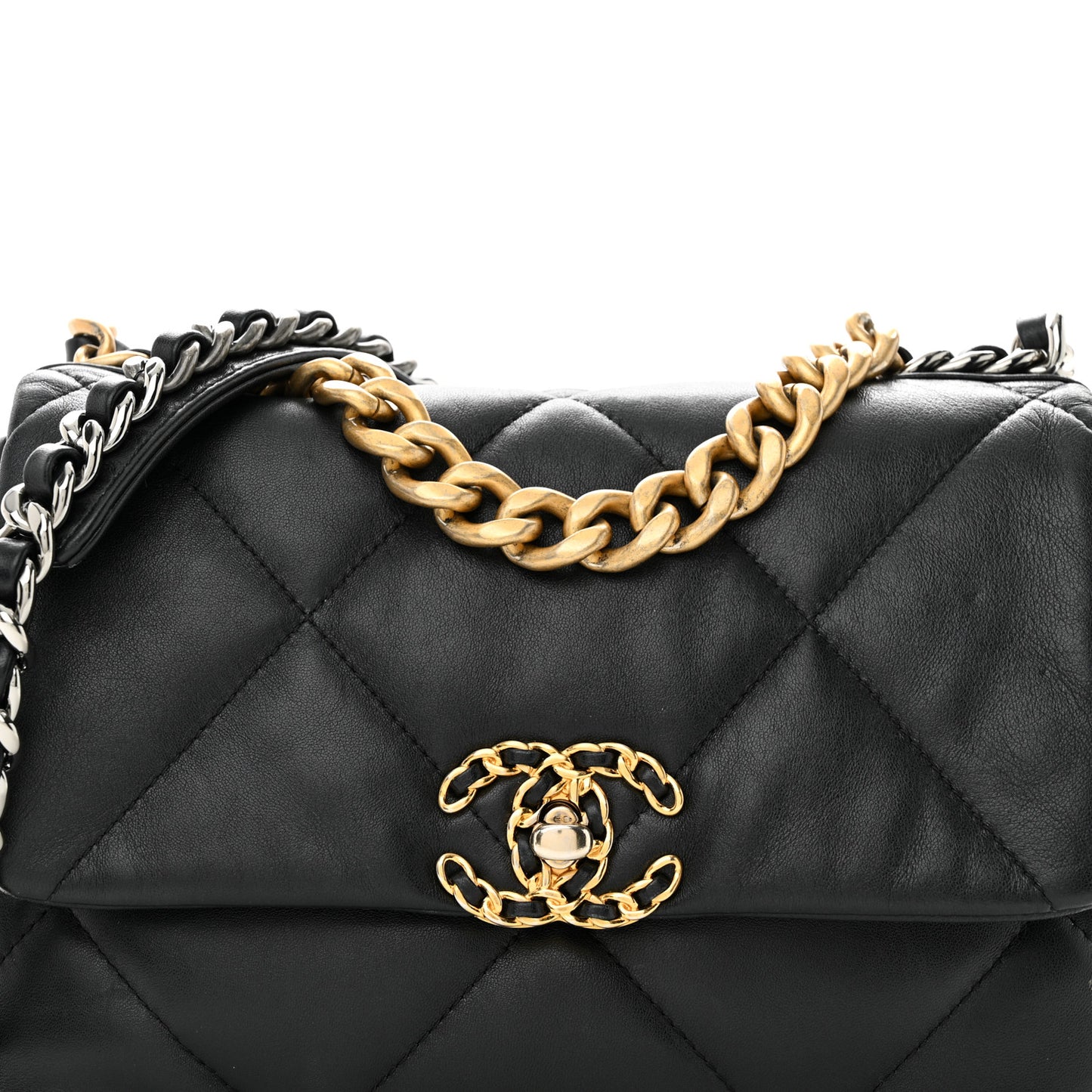 Lambskin Quilted Medium Chanel 19 Flap Black