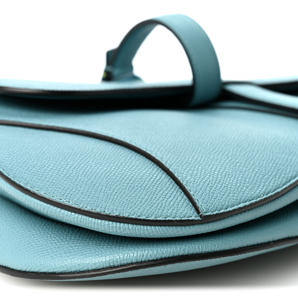 Christian Dior Grained Calfskin Saddle Bag Azure Blue 9 of 10
