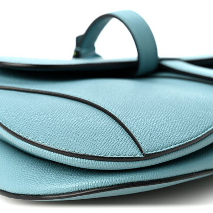 Christian Dior Grained Calfskin Saddle Bag Azure Blue 9 of 10