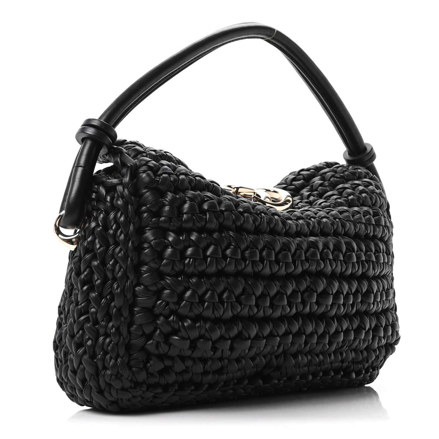 Calfskin Crochet GG Marmont Shoulder Bag Black