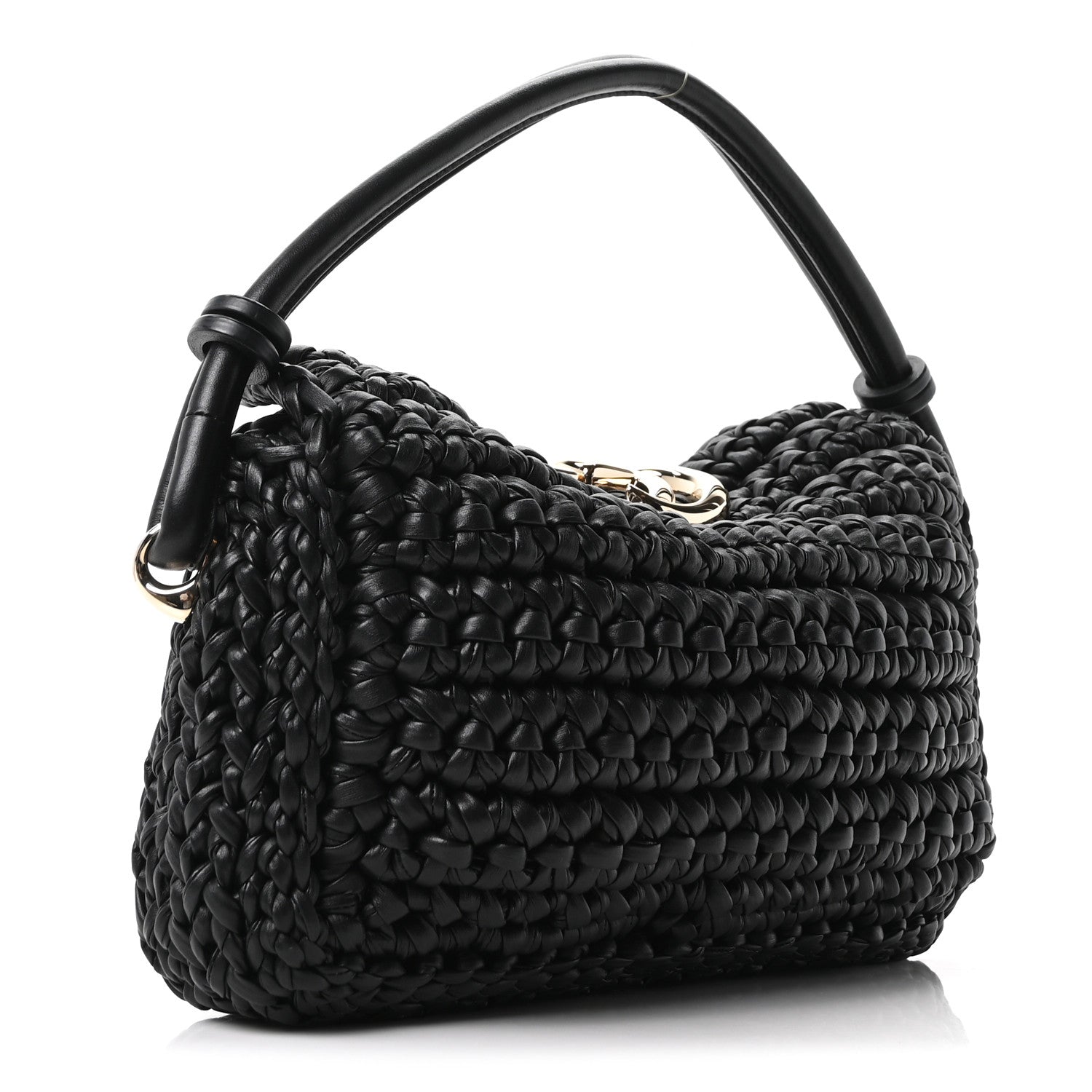 Gucci Calfskin Crochet GG Marmont Shoulder Bag Black 3 of 10