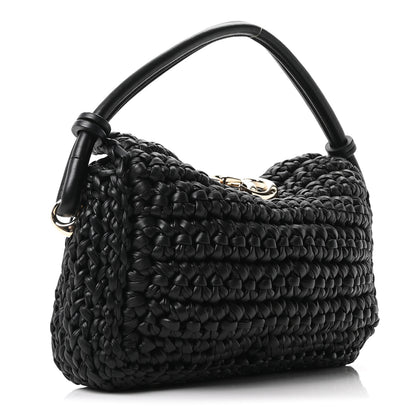 Gucci Calfskin Crochet GG Marmont Shoulder Bag Black 3 of 10