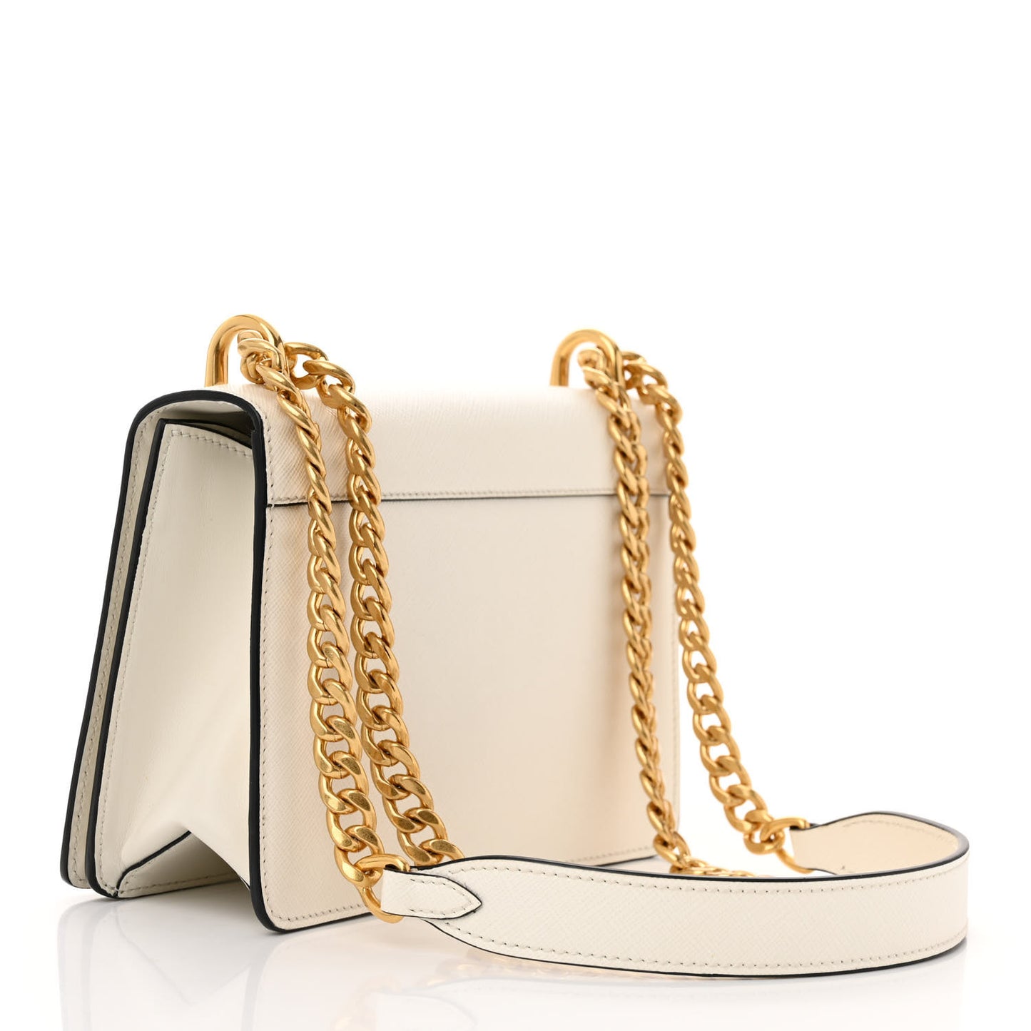 Saffiano Chain Shoulder Bag White