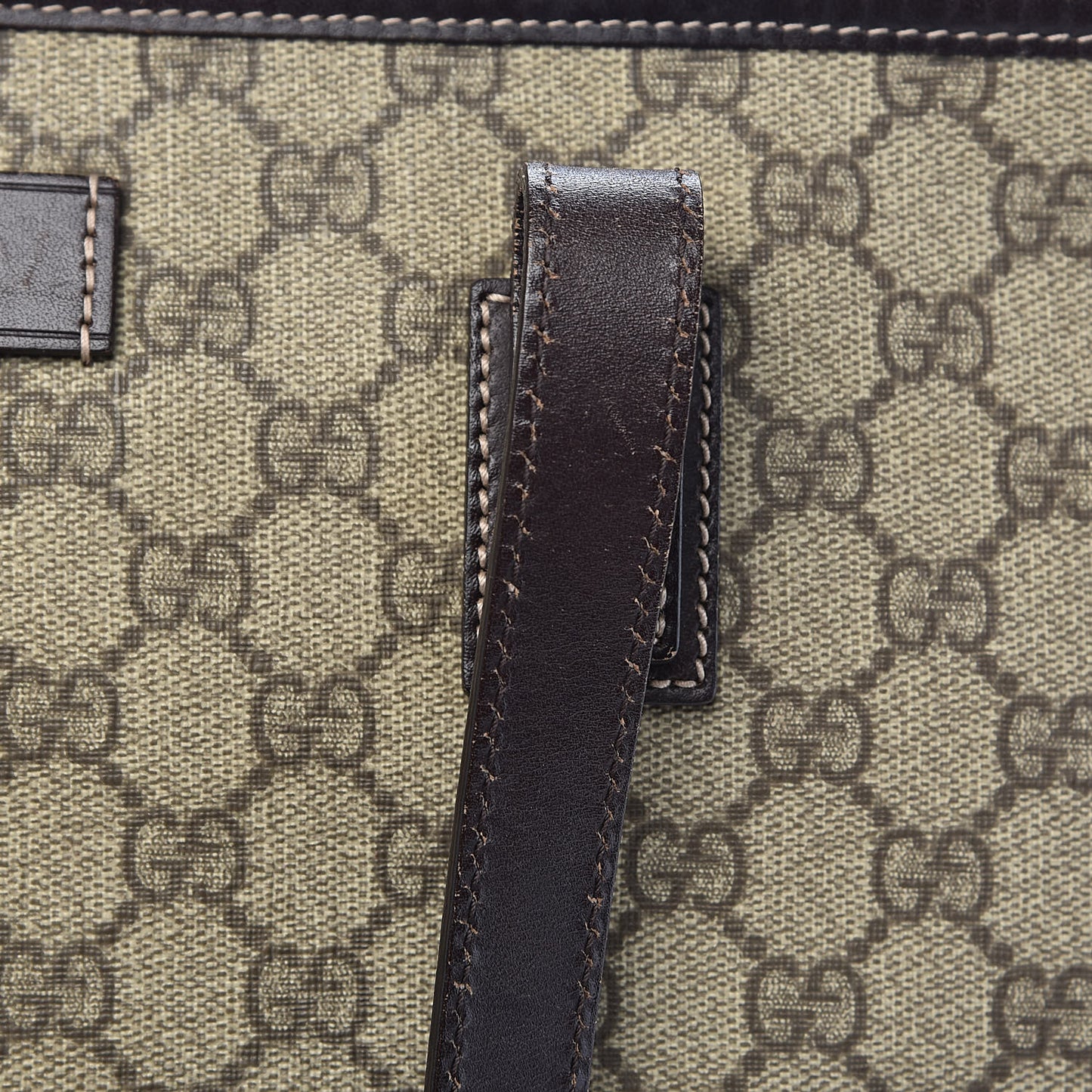 GG Supreme Monogram Medium Zippered Shopping Tote Dark Brown