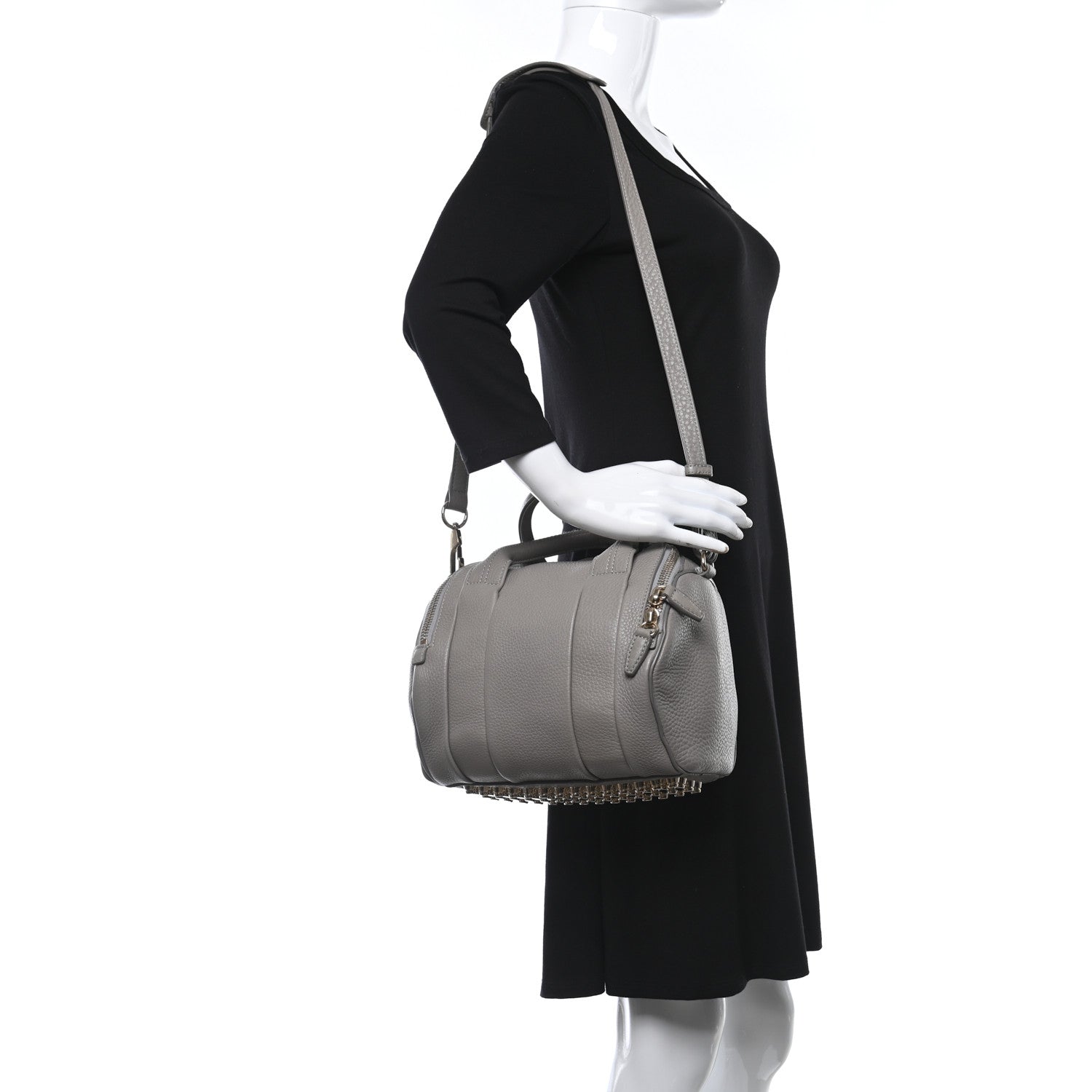 Alexander Wang Pebbled Lambskin Rockie Gray Pale Gold Hardware 2 of 14