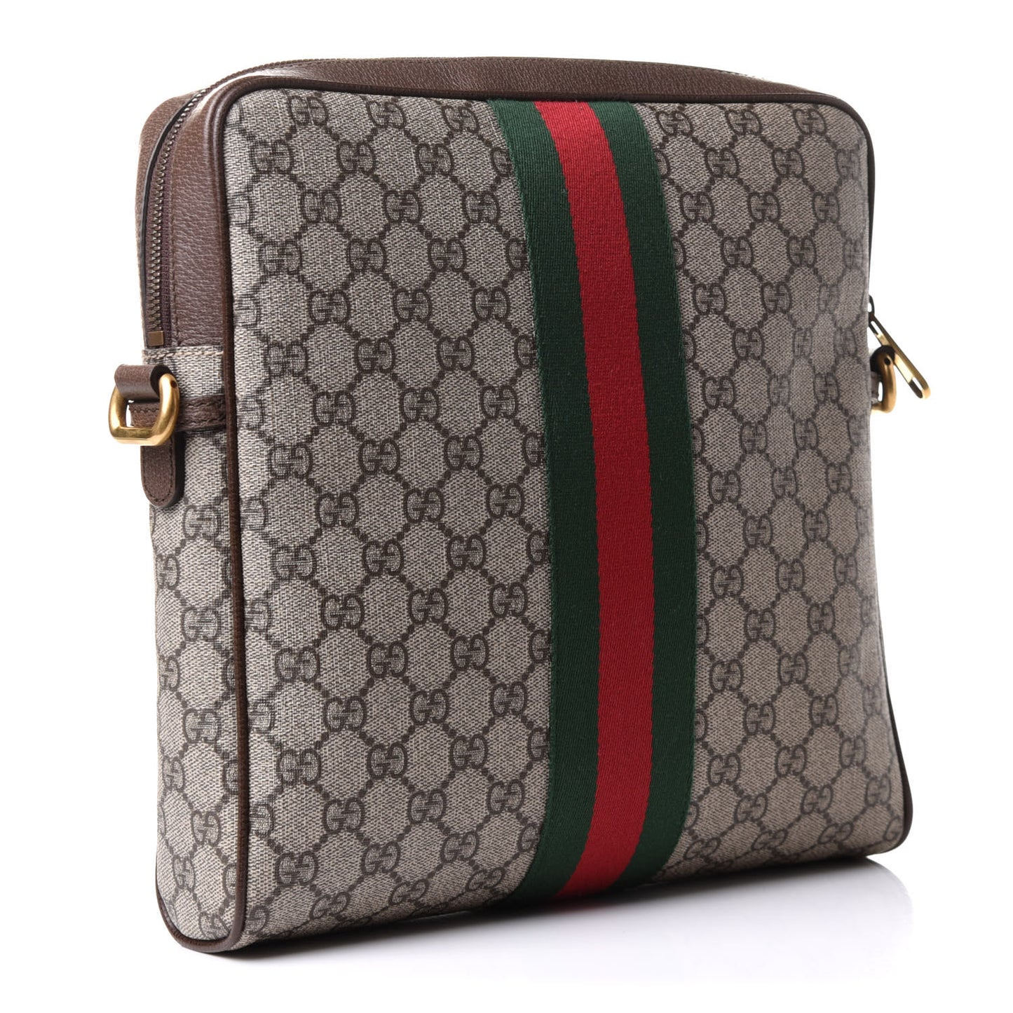 GG Supreme Monogram Web Medium Ophidia Messenger Bag Brown