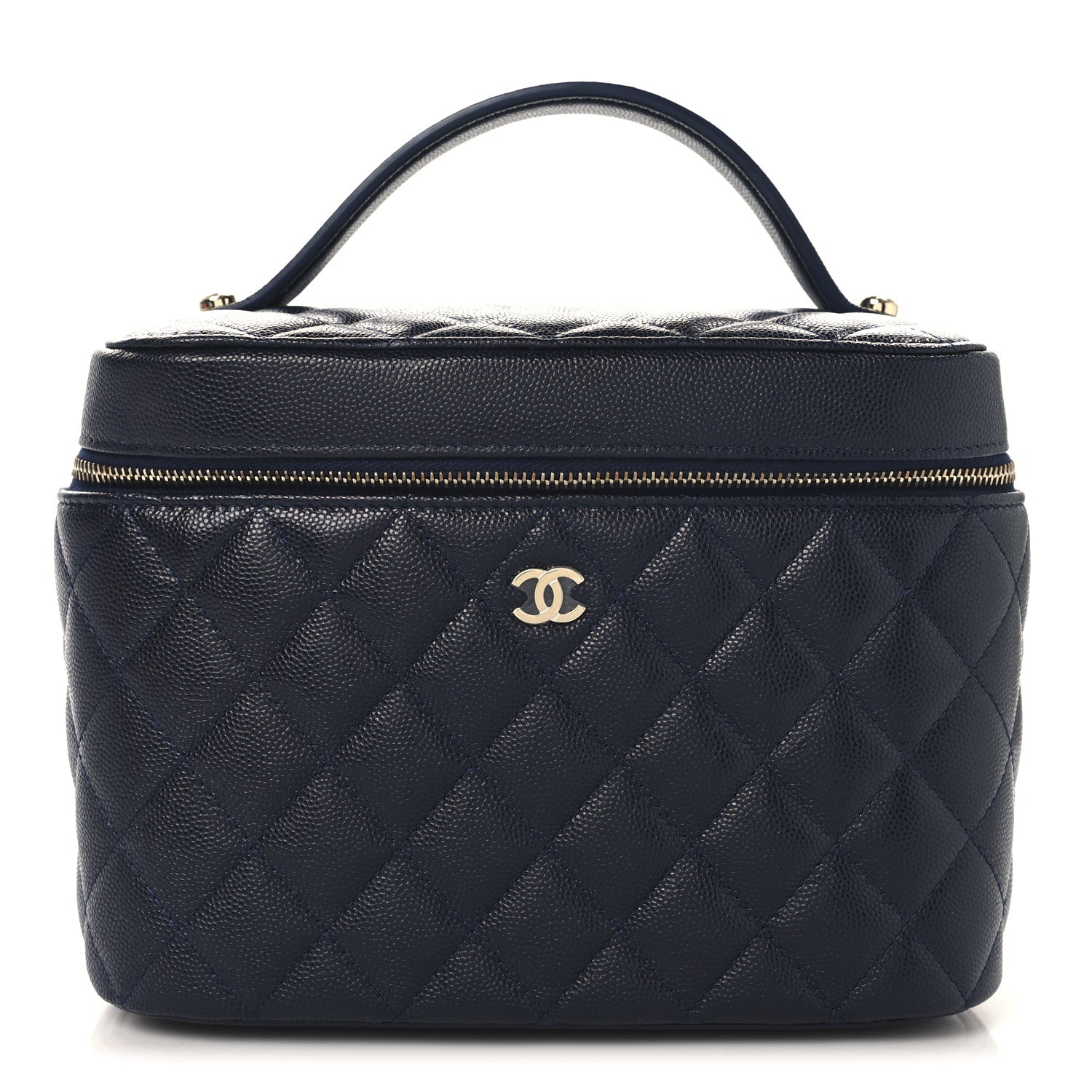 Chanel Caviar Quilted Large Vanity Pouch Dark Blue 1 of 10