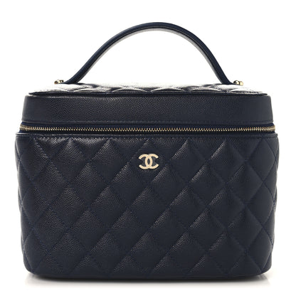 Chanel Caviar Quilted Large Vanity Pouch Dark Blue 1 of 10