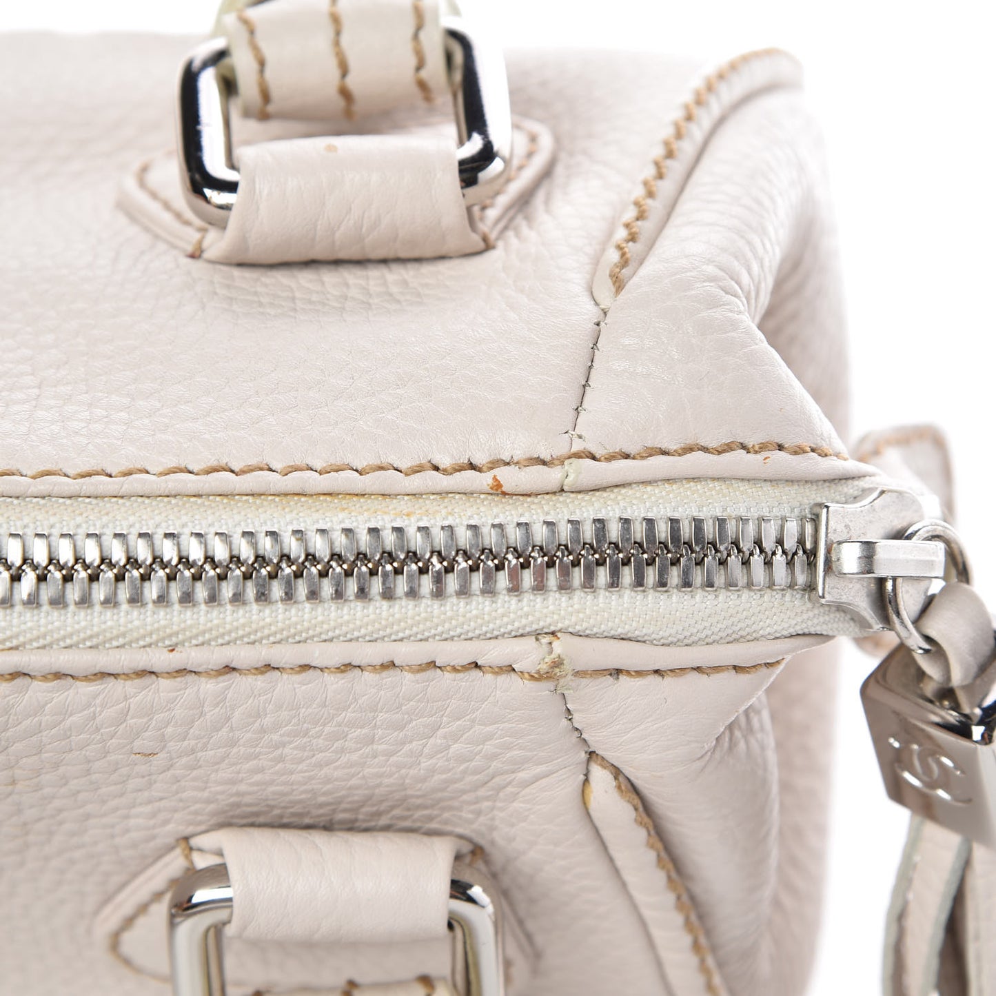 Calfskin Small Tassel Bowler White