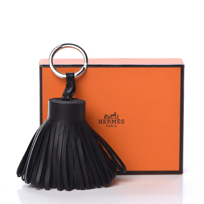 Hermes Lambskin Carmen Tassel Key Holder Black 5 of 5