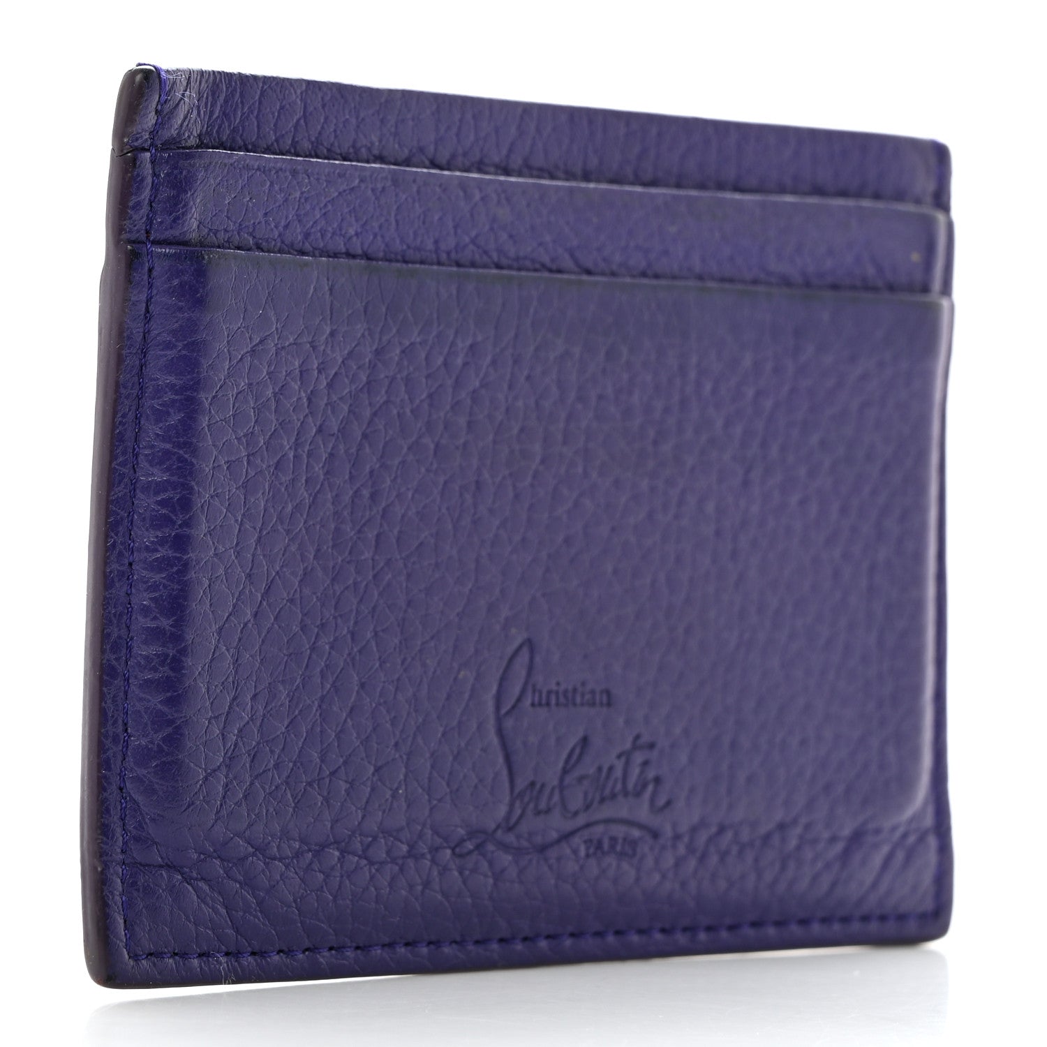 Christian Louboutin Calfskin Paris Spikes Kios Card Holder Purple 3 of 7
