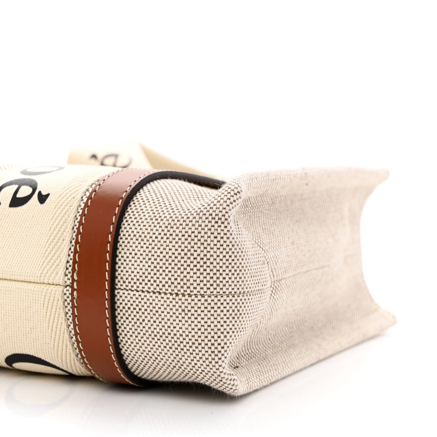 Cotton Calfskin Small Woody Ribbon Tote With Strap White Brown