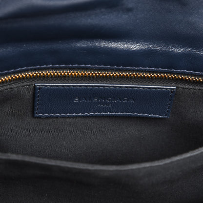 Balenciaga Chevre Gold Metallic Edge Hardware Envelope Clutch Bleu Nuit 6 of 7