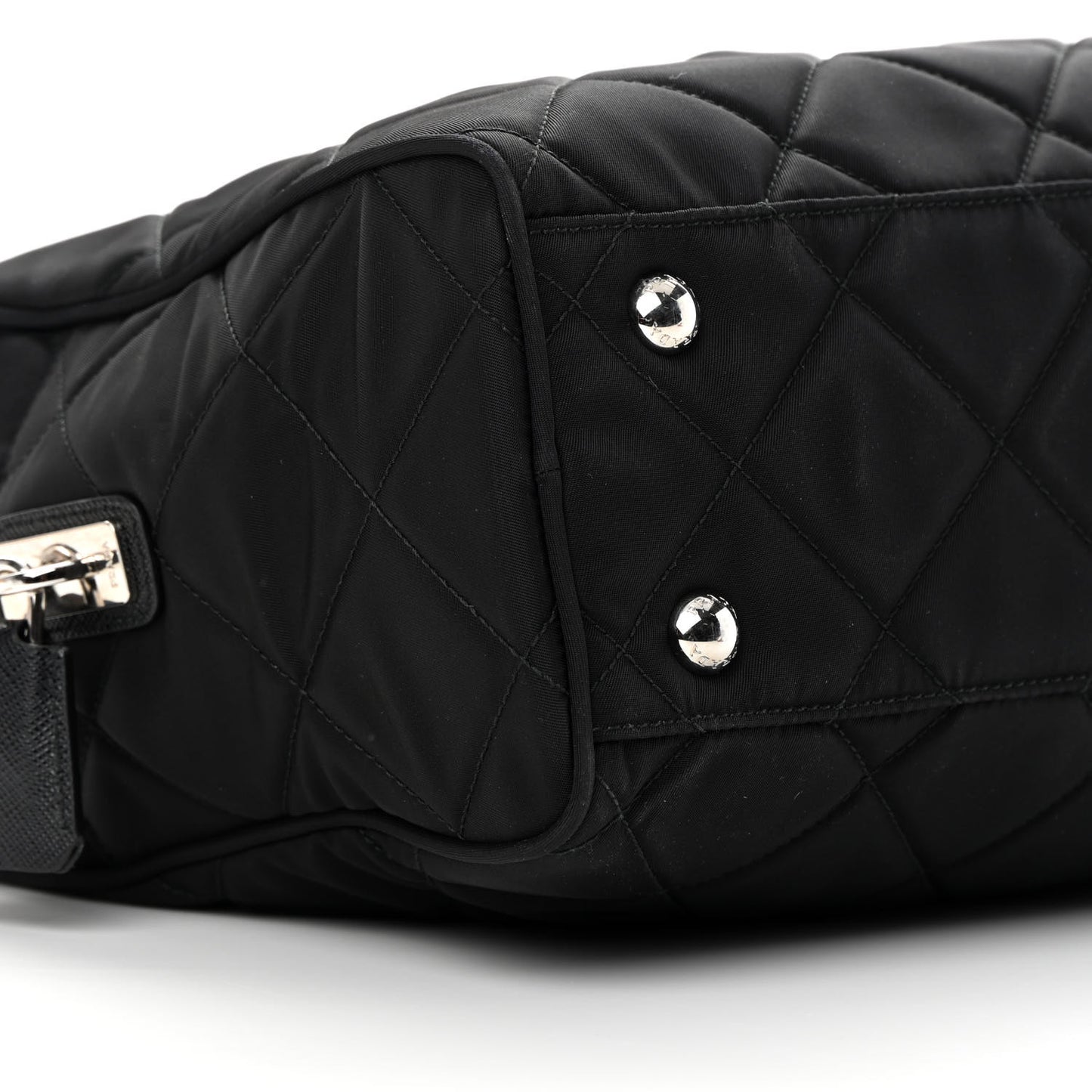 Nylon Tessuto Impuntu Quilted Shoulder Bag Black