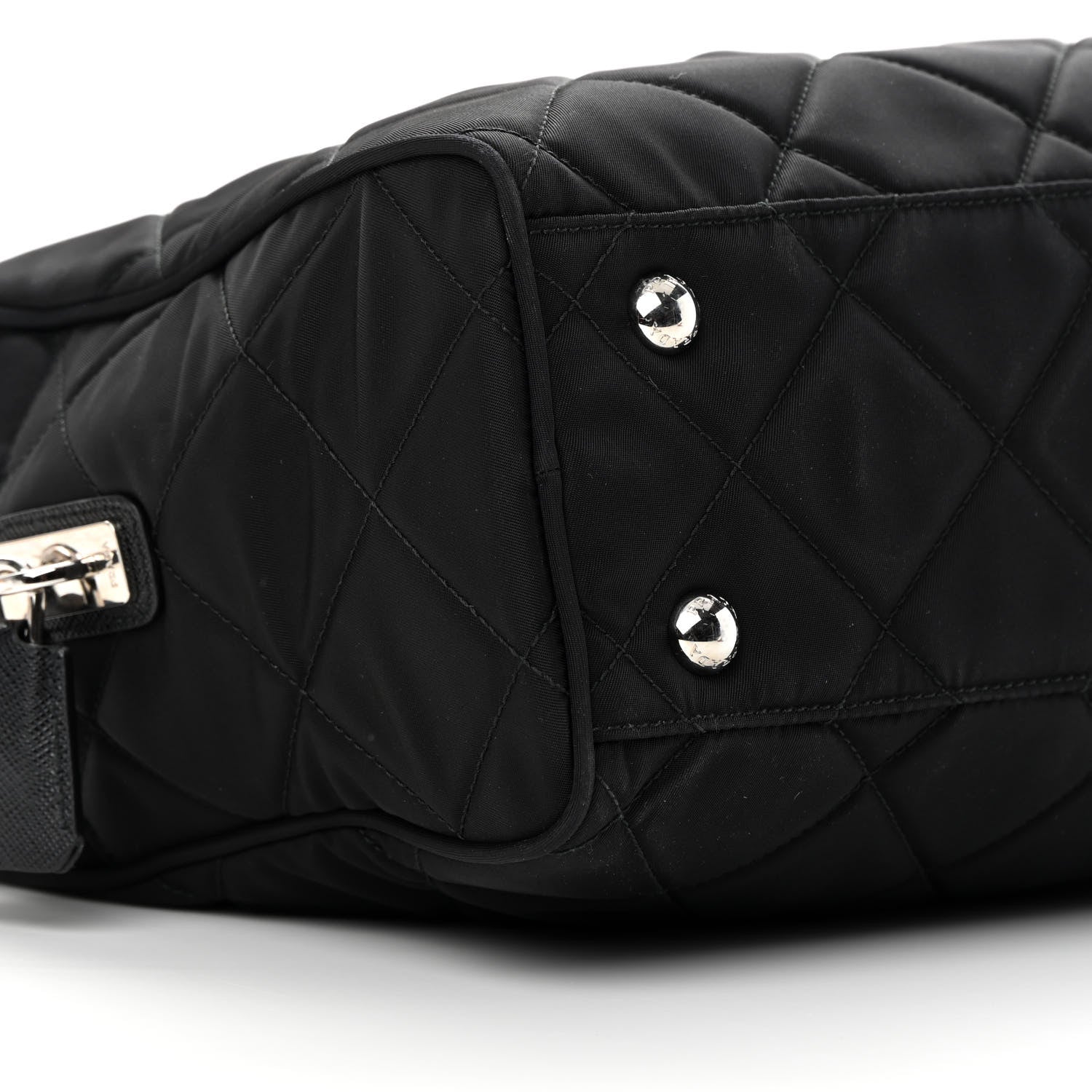 Prada Nylon Tessuto Impuntu Quilted Shoulder Bag Black 10 of 11