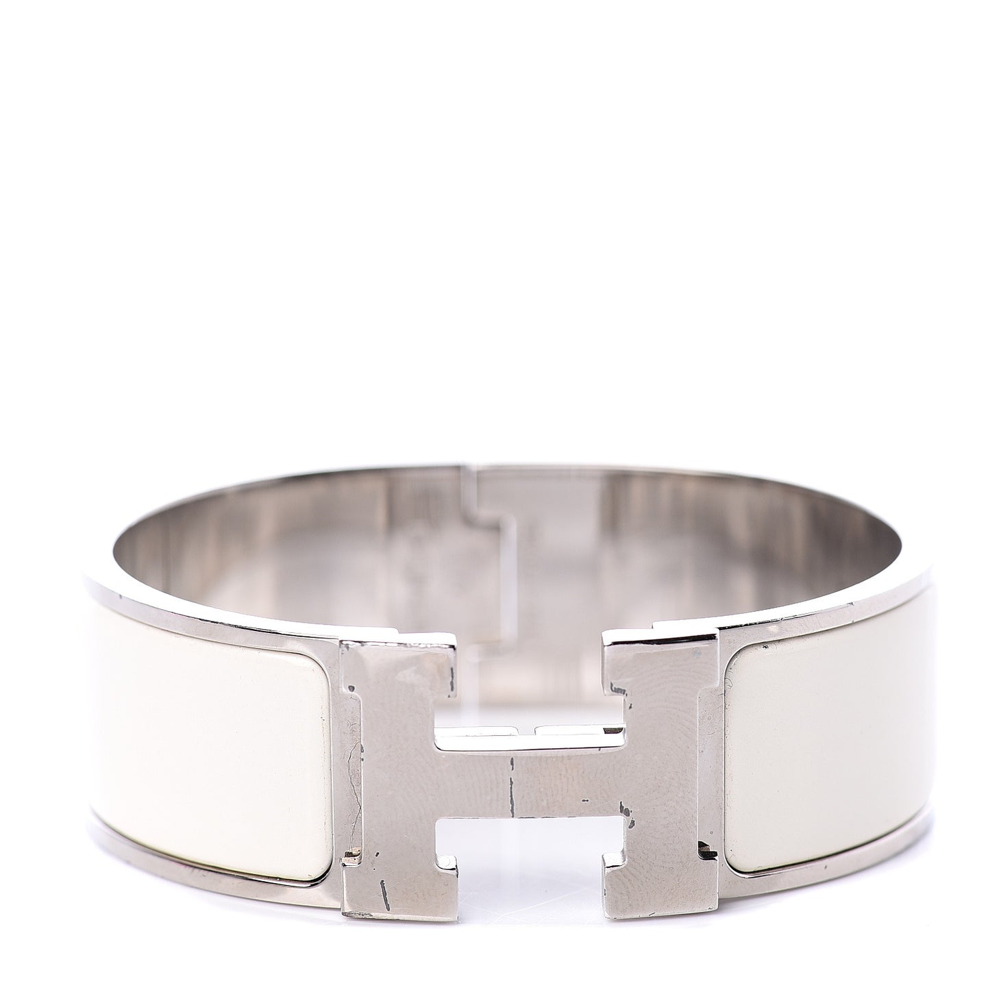 Enamel Wide Clic Clac H Bracelet PM White