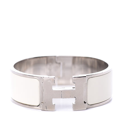 Hermes Enamel Wide Clic Clac H Bracelet PM White 1 of 3