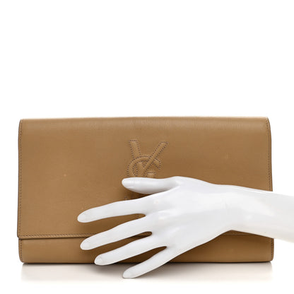 Saint Laurent Calfskin Monogram Large Belle De Jour Clutch  Beige 2 of 12