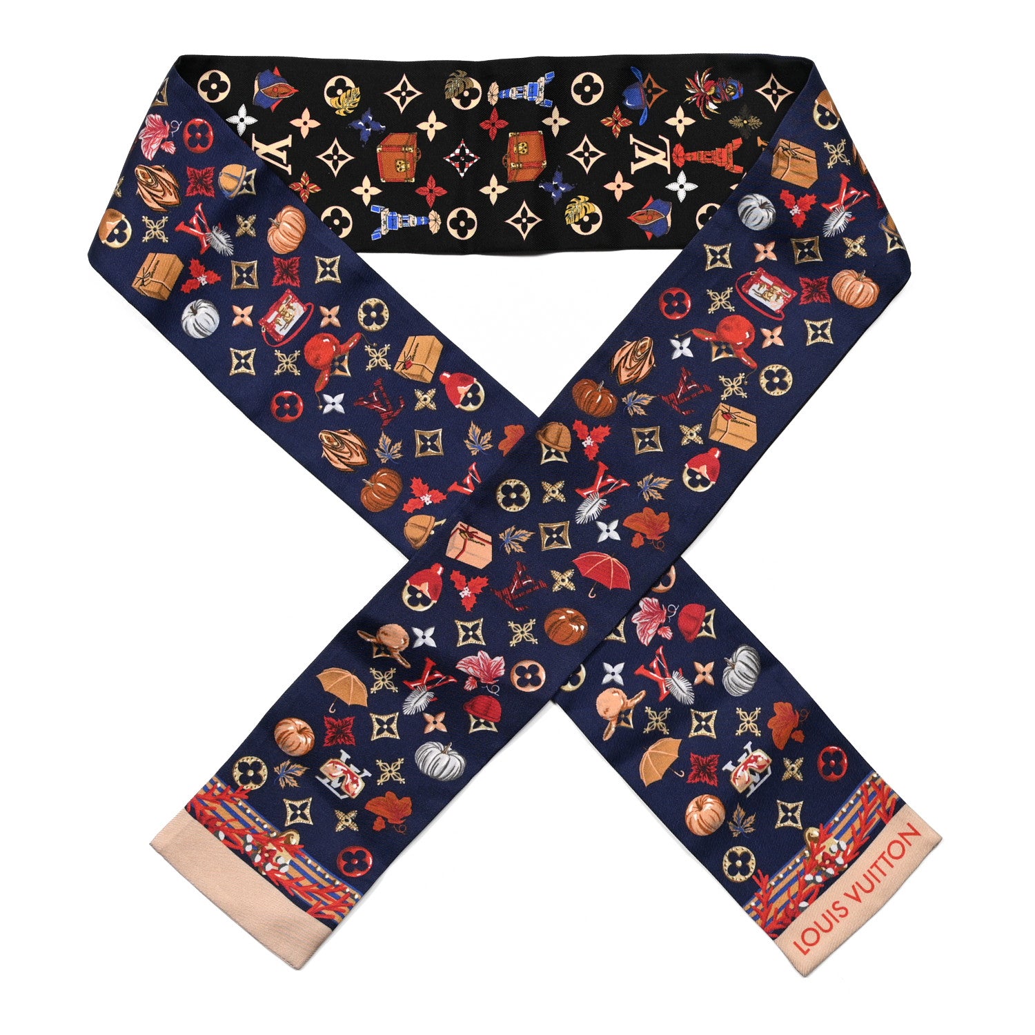Louis Vuitton Silk Summer Winter Bandeau Navy 1 of 3