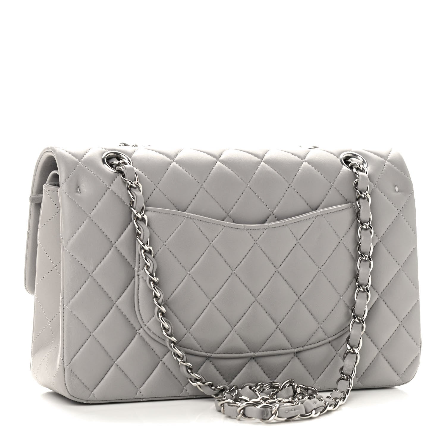 Chanel Lambskin Quilted Medium Double Flap Grey 2 of 8