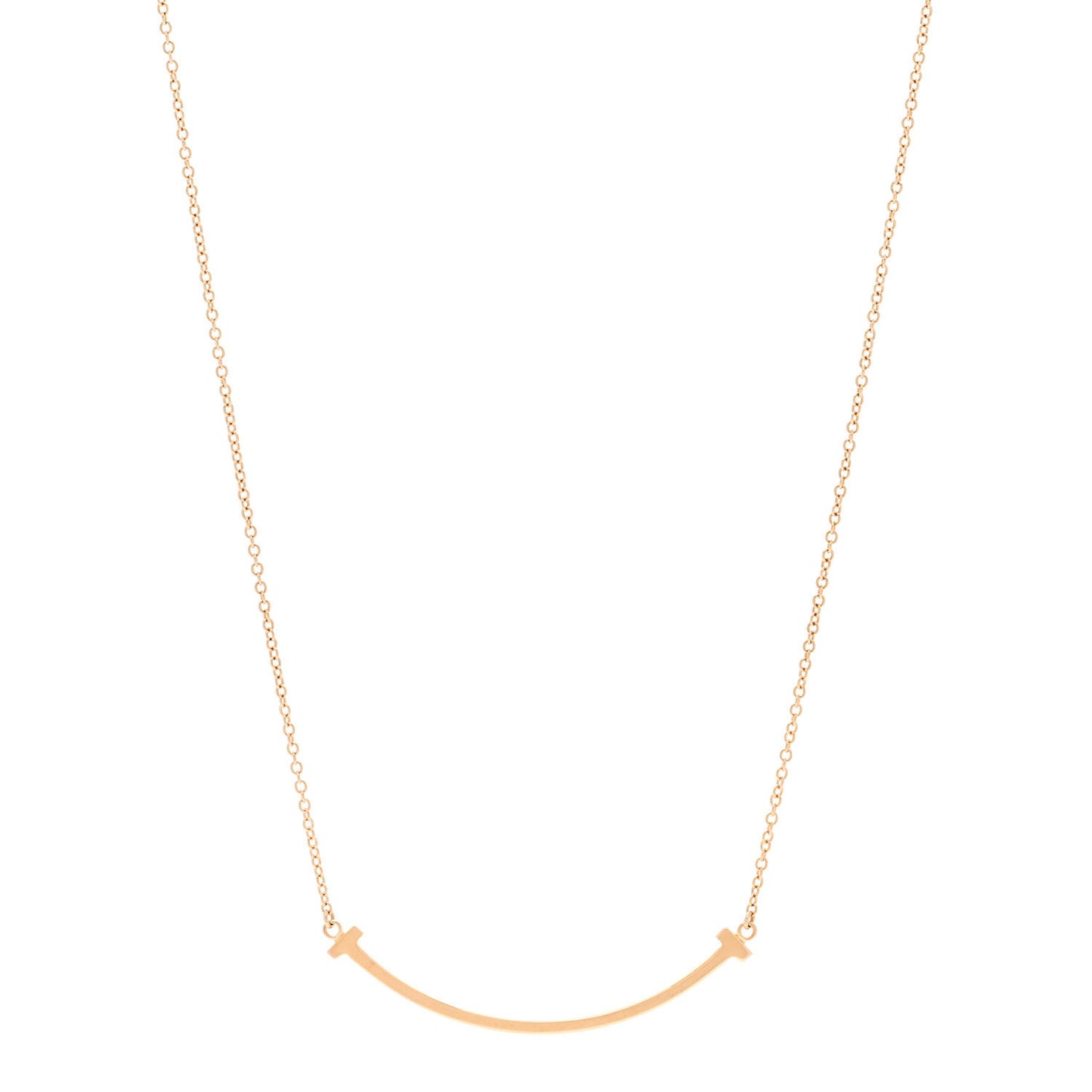 18K Rose Gold Small T Smile Pendant Necklace