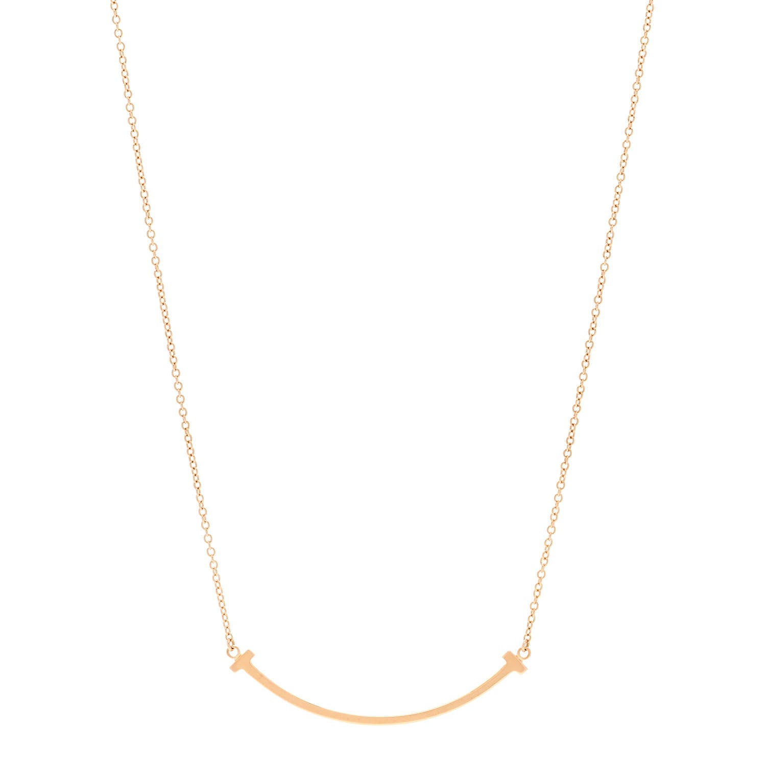 Tiffany 18K Rose Gold Small T Smile Pendant Necklace 1 of 5