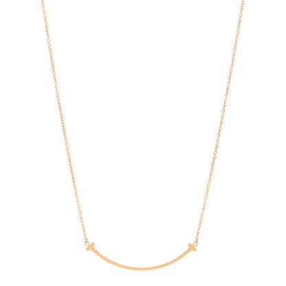 Tiffany 18K Rose Gold Small T Smile Pendant Necklace 1 of 5