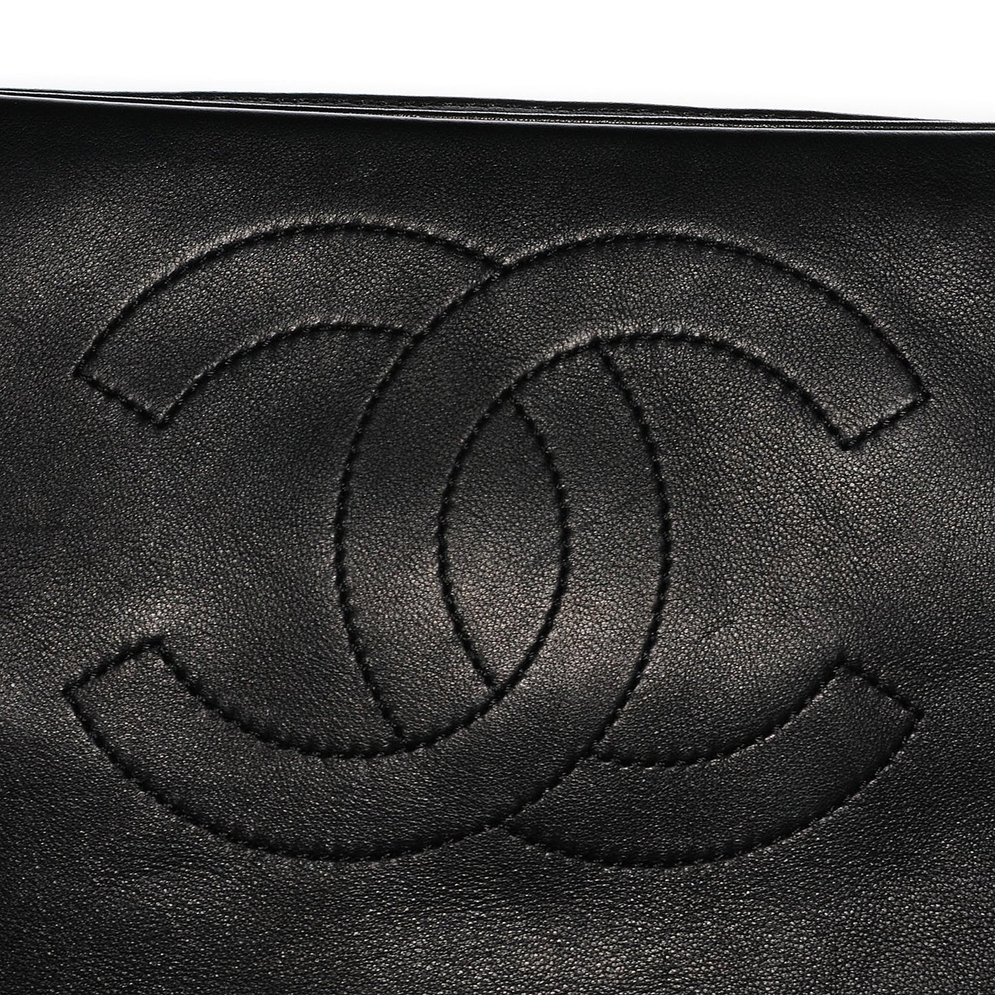 Calfskin Stitched Thin City Clutch Black