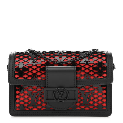 Louis Vuitton Patent Calfskin Laced Monogram Dauphine Chain Wallet Black 1 of 10