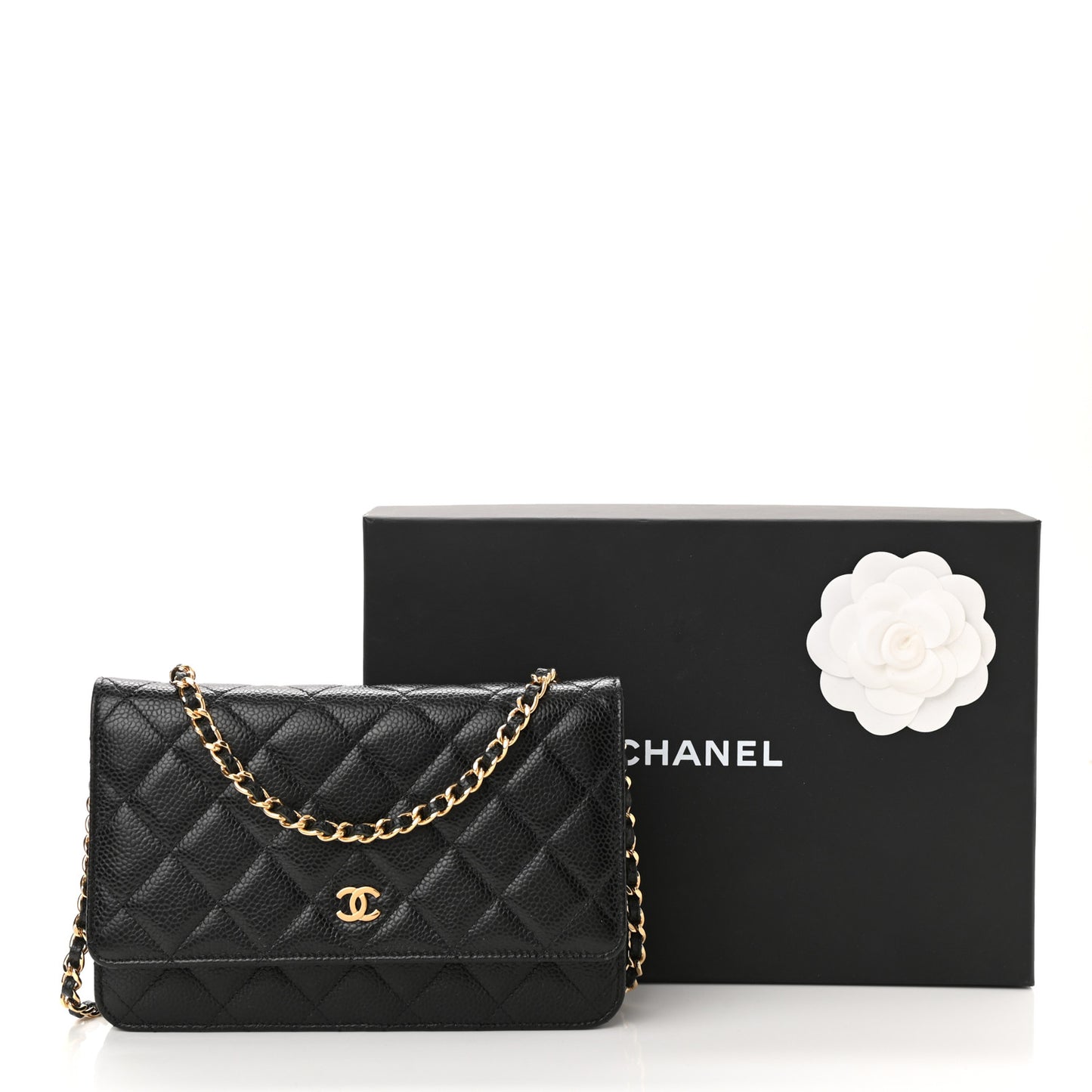 Caviar Quilted Wallet On Chain WOC Black
