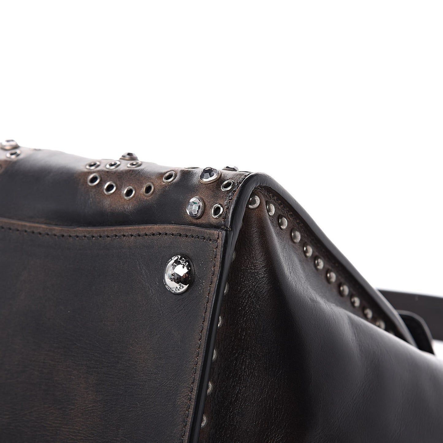 Vitello Vintage Studded Sound Twin Pocket Satchel Ebano
