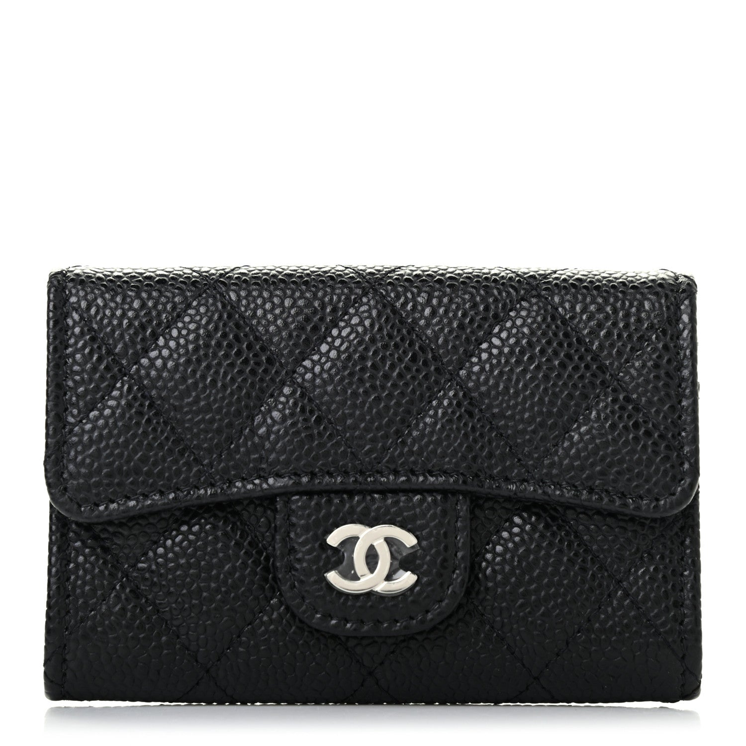 Chanel Caviar Quilted Flap Card Holder Wallet Black 1 of 8