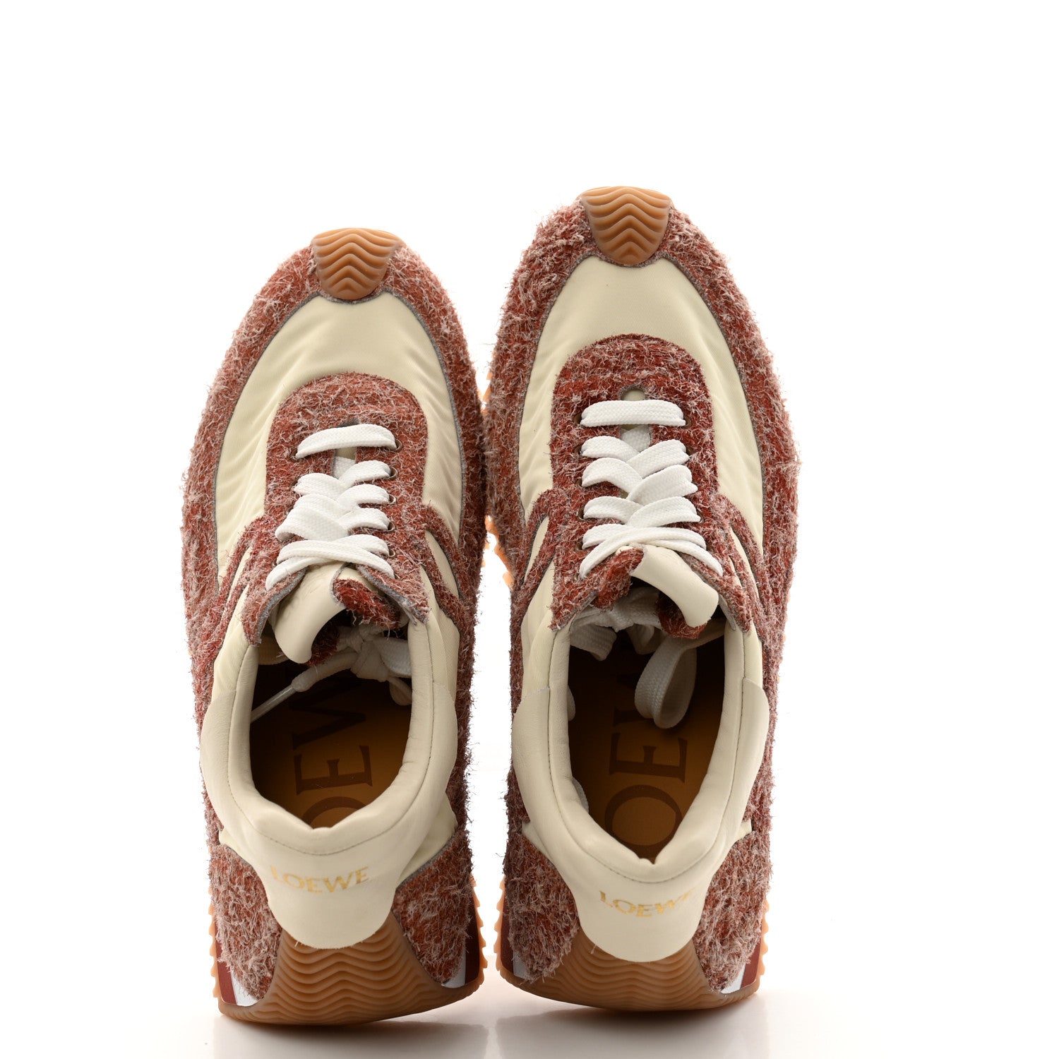 Loewe Nylon Brushed Suede Flow Runner Sneakers 40 Red Soft White