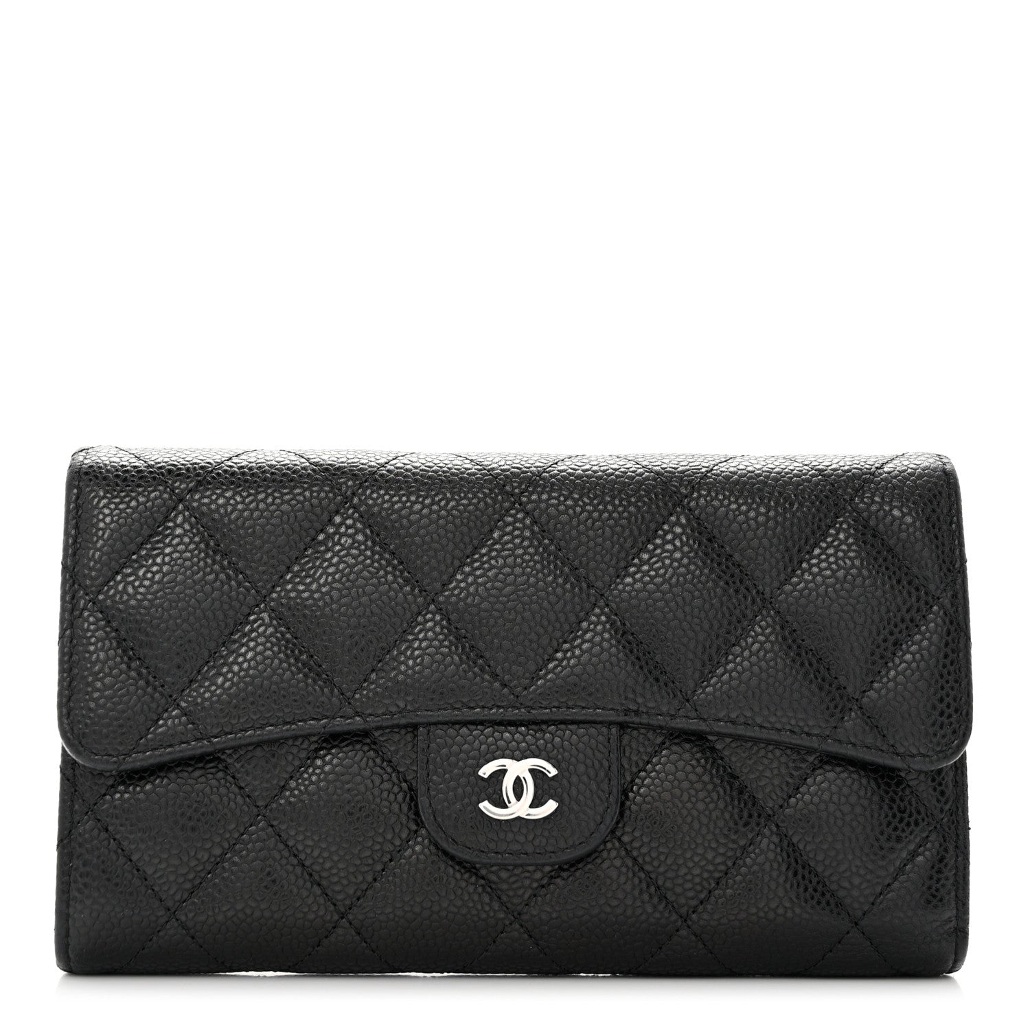 Chanel Caviar Quilted Large Gusset Flap Wallet Black 1 of 10