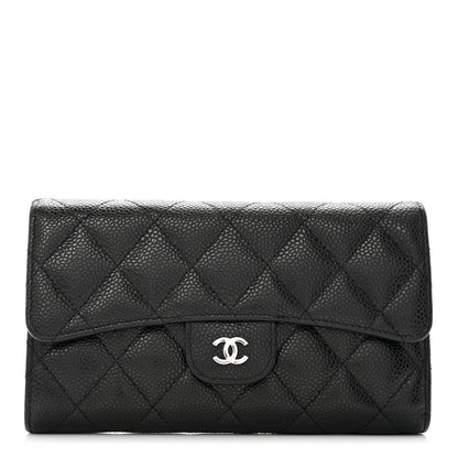 Chanel Caviar Quilted Large Gusset Flap Wallet Black 1 of 10