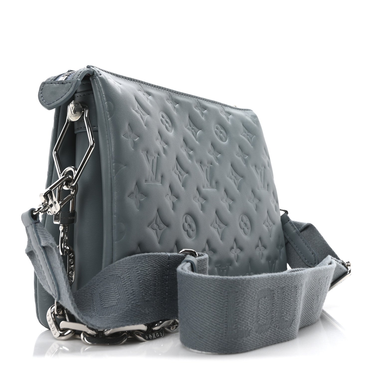 Louis Vuitton Lambskin Embossed Monogram Coussin PM Blue Glacier 3 of 9