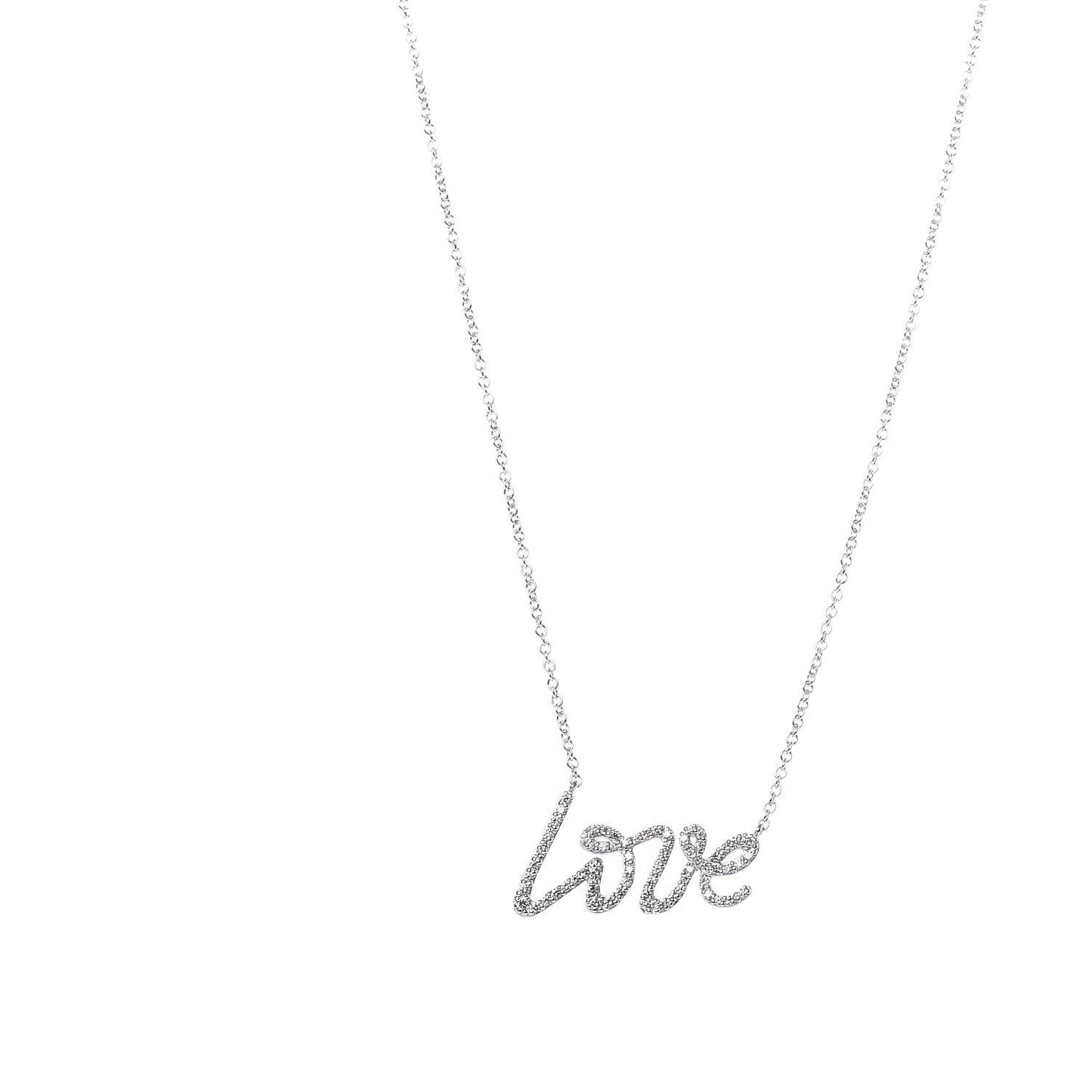 18K White Gold Diamond Paloma's Graffiti Love Pendant Necklace