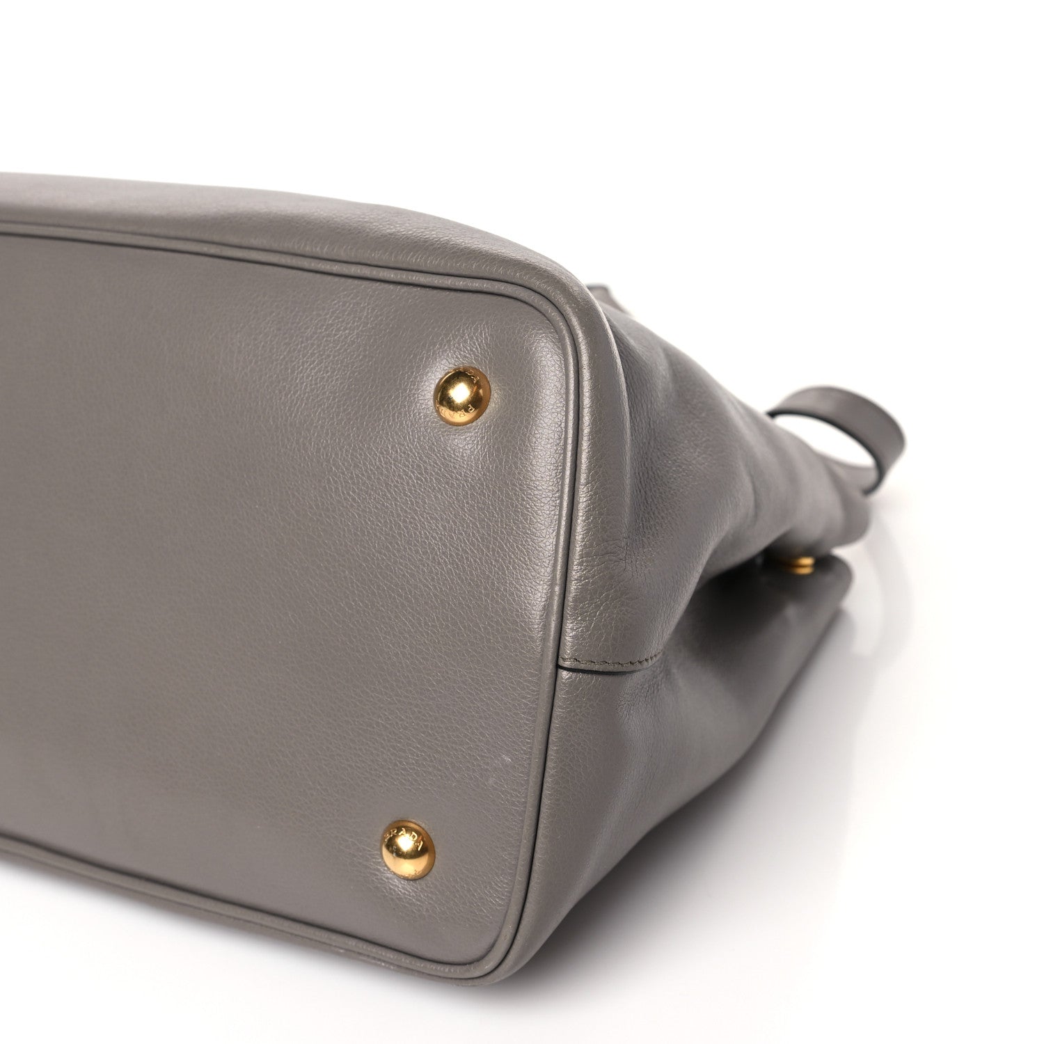 Prada Glace Calfskin Embossed Logo Tote Argilla 8 of 10