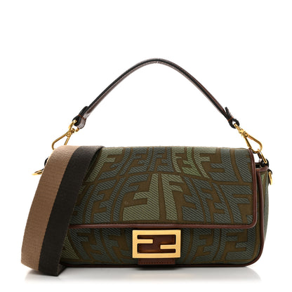 Fendi X SARA COLEMAN Canvas Vitello King FF Fish Eye Embroidered Baguette Amazzonia Ghianda 1 of 12